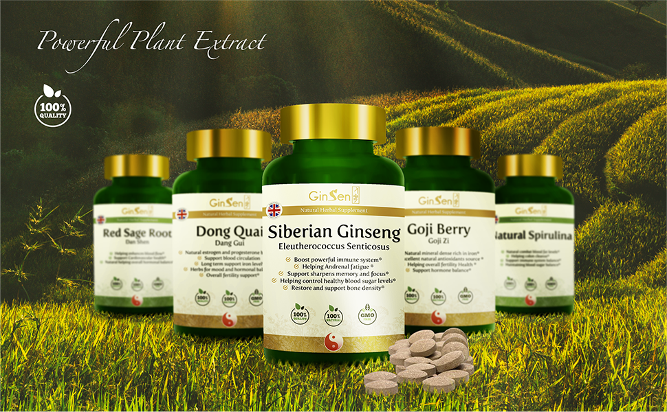 Siberian Ginseng Supplement Pure Botanical Extract Tablets Natural