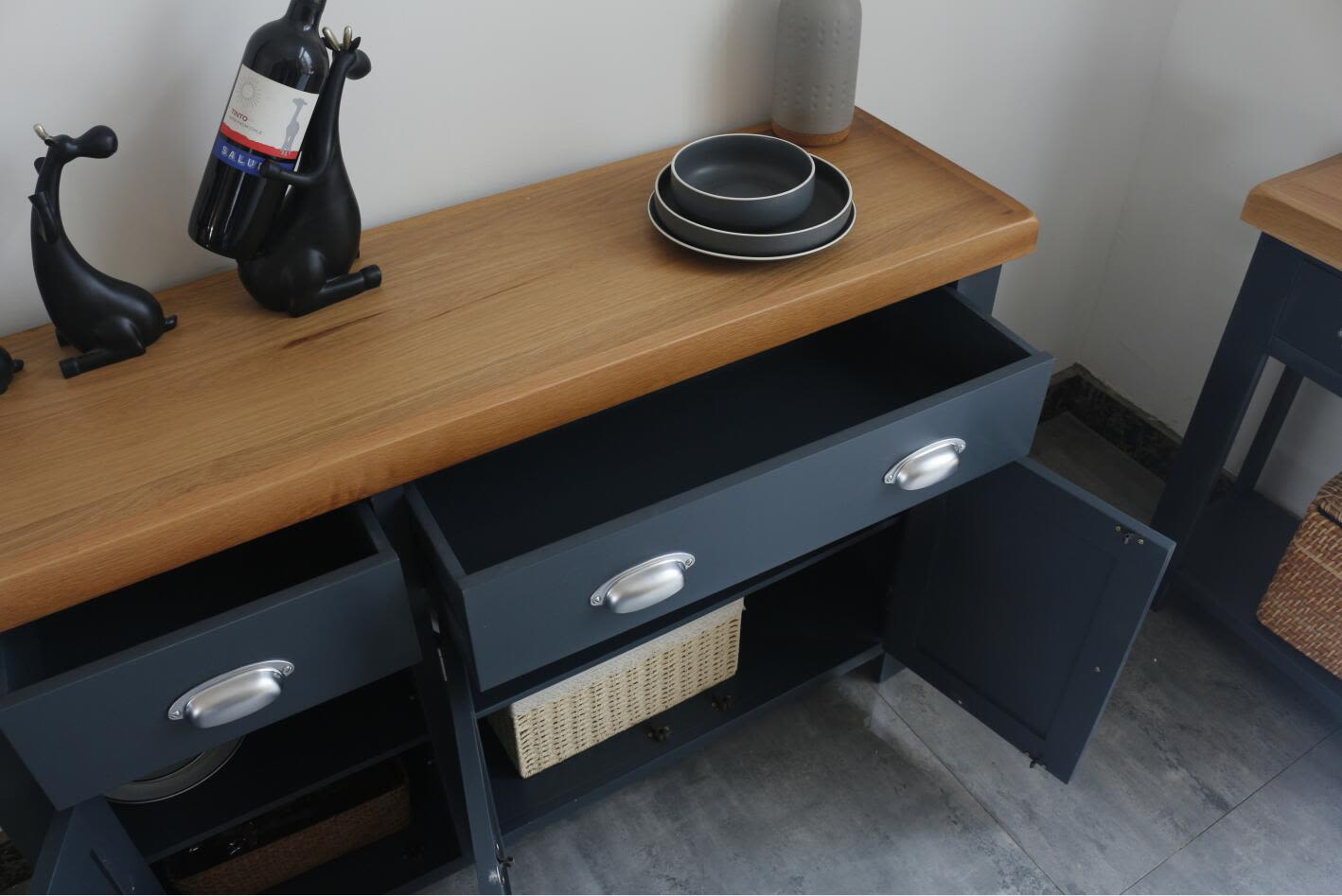 Blue TV Unit Modern Painted Oak Media Dark Blue TV Stand