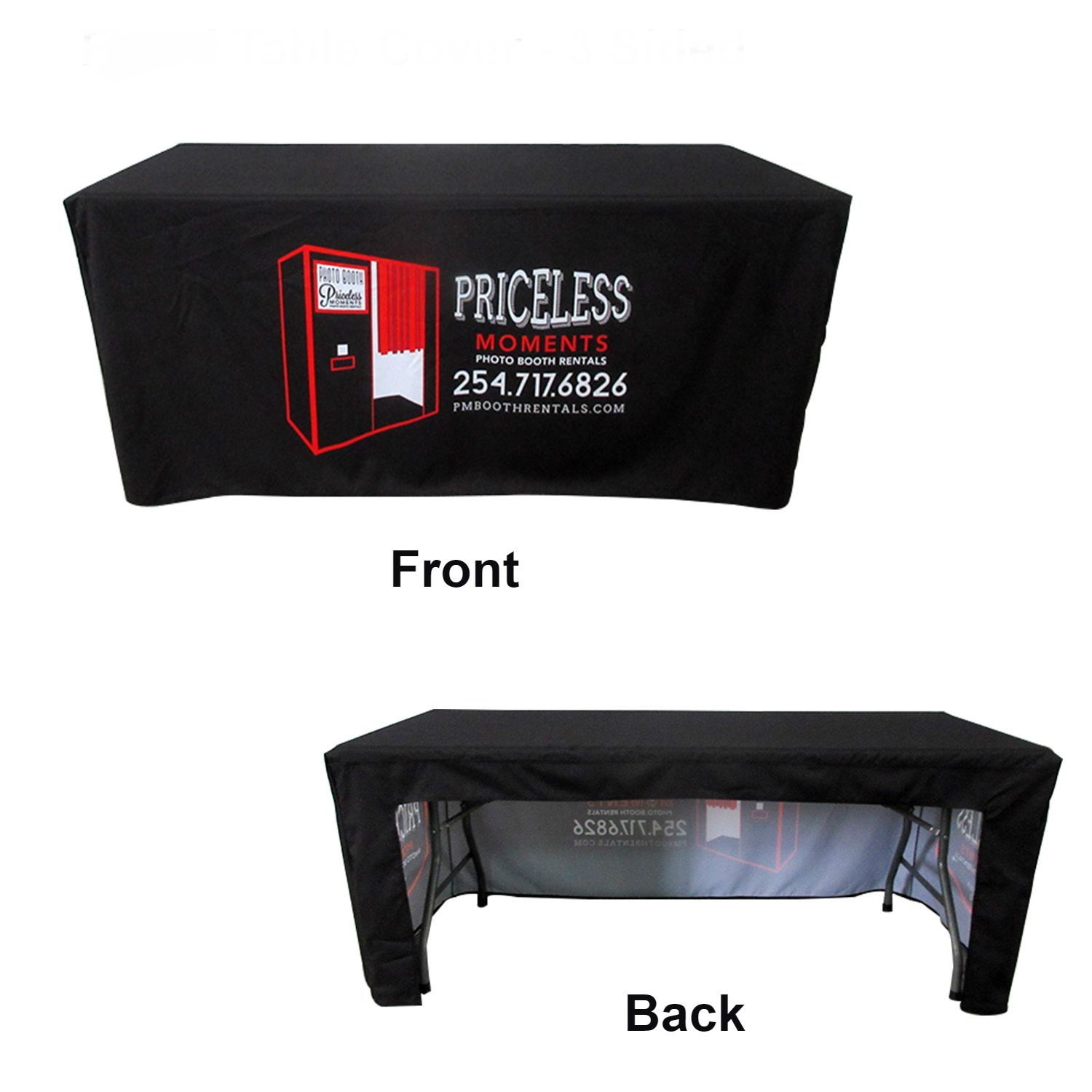 6ft Custom Printed Stretch Table Cover 3 Sided Tablecloth 6ft Custom Printed Stretch Table Cover 3 Sided Tablecloth